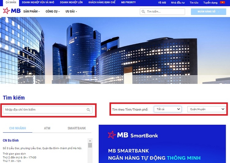 Nhập địa chỉ vào ô tìm kiếm