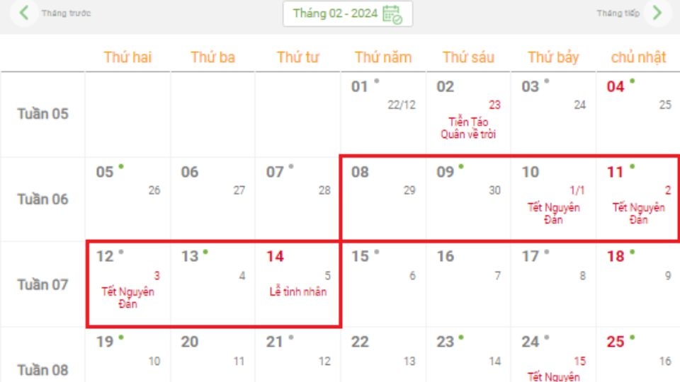 Tết Âm lịch 2024 là các ngày nào?