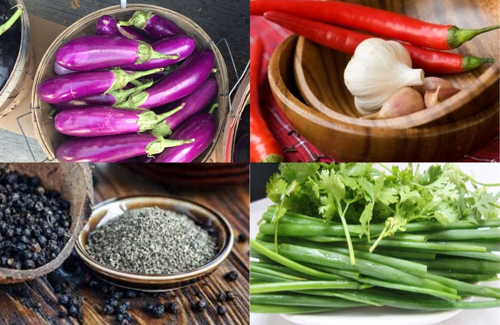 Nguyên liệu làm cà tím xào tỏi