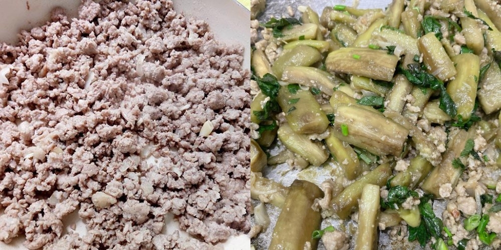 Cách xào cà tím với thịt bằm