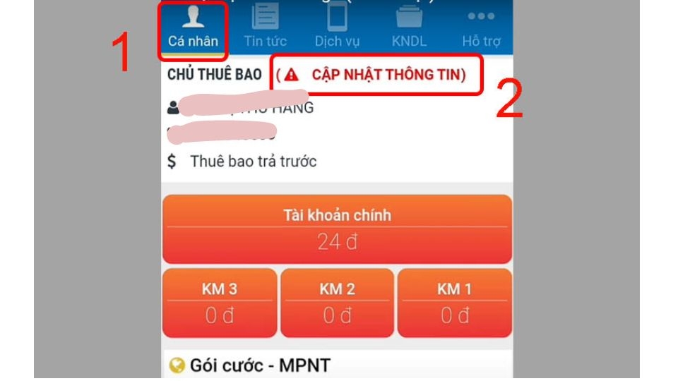 Nếu không hiển thị thông báo thì nhấn vào “Cá nhân”