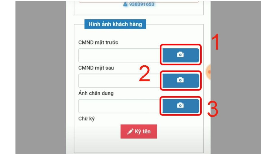 Tại mục “Hình ảnh khách hàng” bạn chỉ cần nhấn vào “Biểu tượng của máy ảnh”
