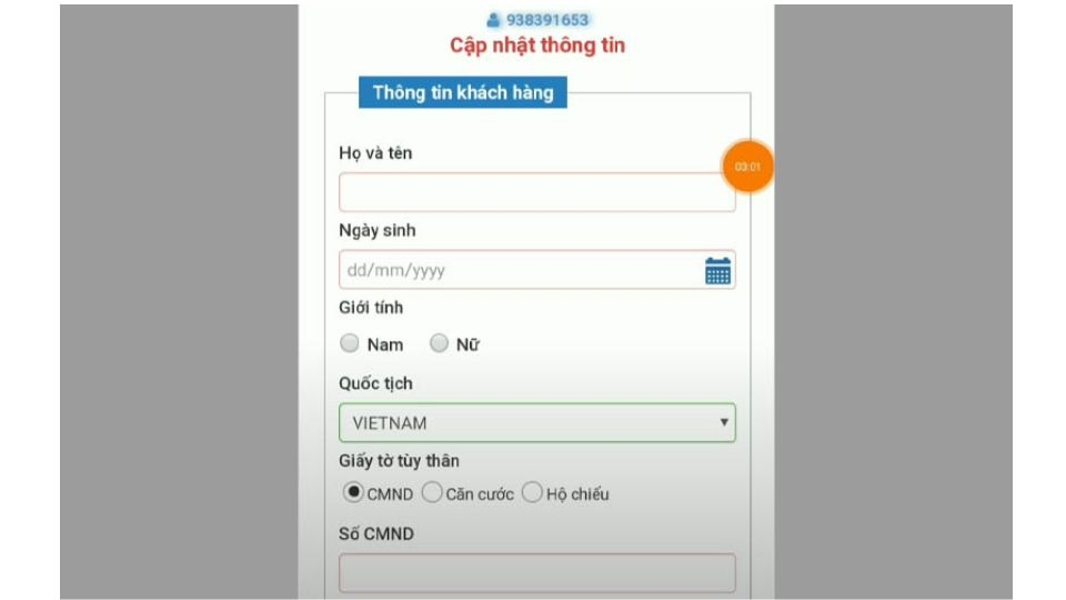 Nhập toàn bộ thông tin vào hệ thống như yêu cầu.