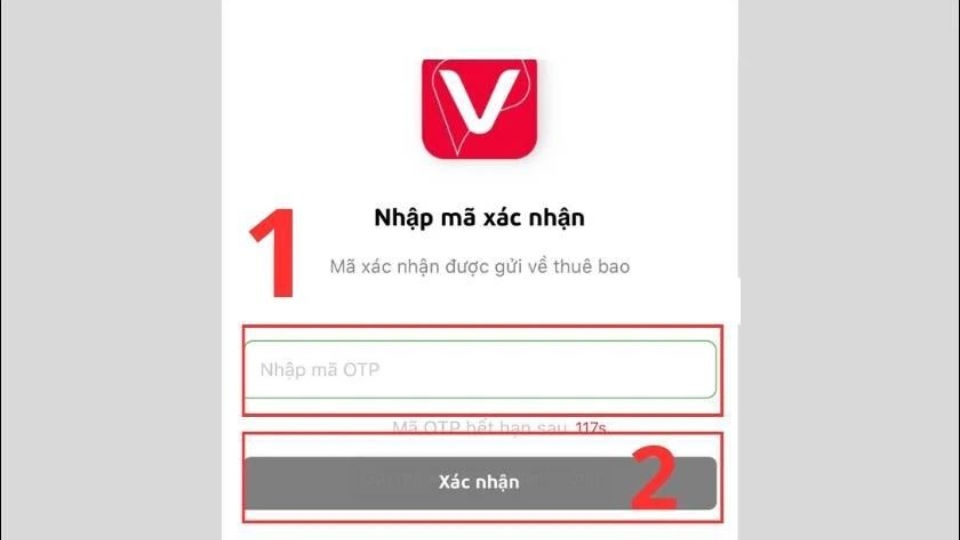 Sau khi mã OTP đã gửi về máy bạn điền vào ô “Nhập mã OTP”