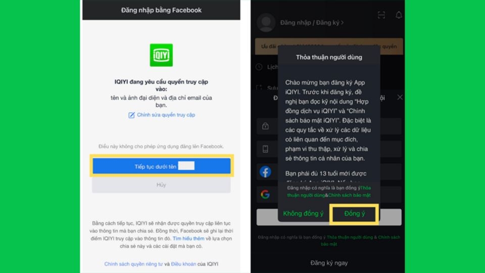 Sau đó nhấn “Tiếp tục dưới tên của bạn”