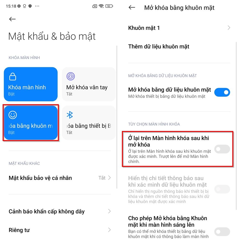 Cách mở khóa bằng khuôn mặt trên Xiaomi không cần vuốt màn hình 2