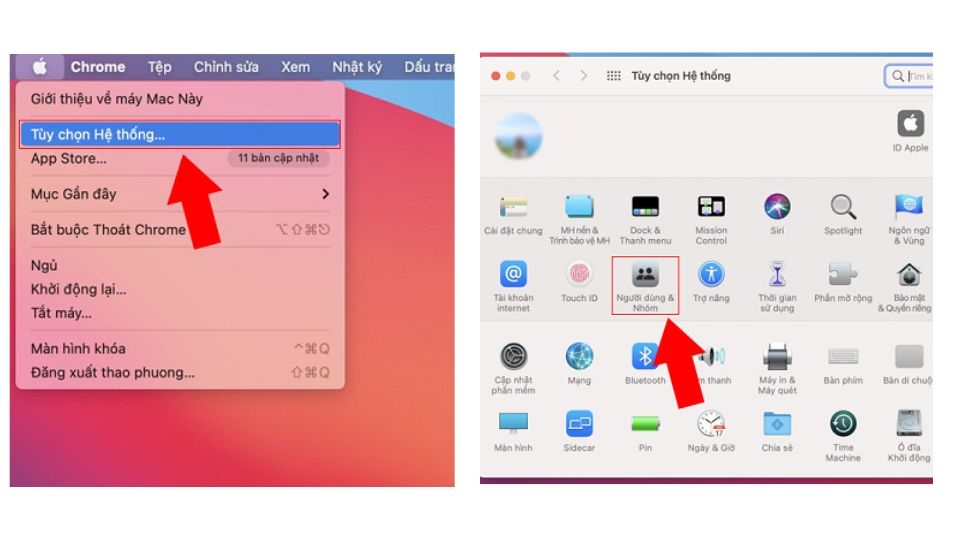 Bạn sẽ truy cập vào mục “Tùy chọn hệ thống/ System Preferences”