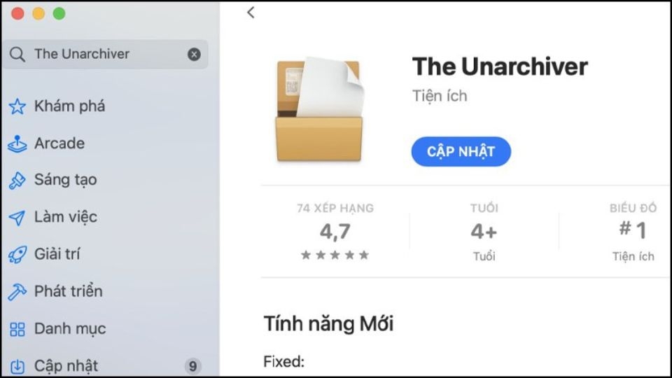 Đầu tiên bạn sẽ tải phần mềm có tên “The Unarchiver” tại cửa hàng App Store