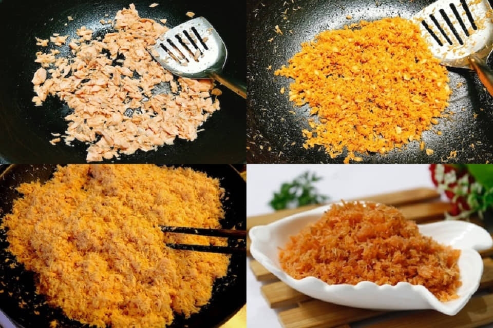 Cách làm ruốc cá hồi cho bé ăn dặm 4