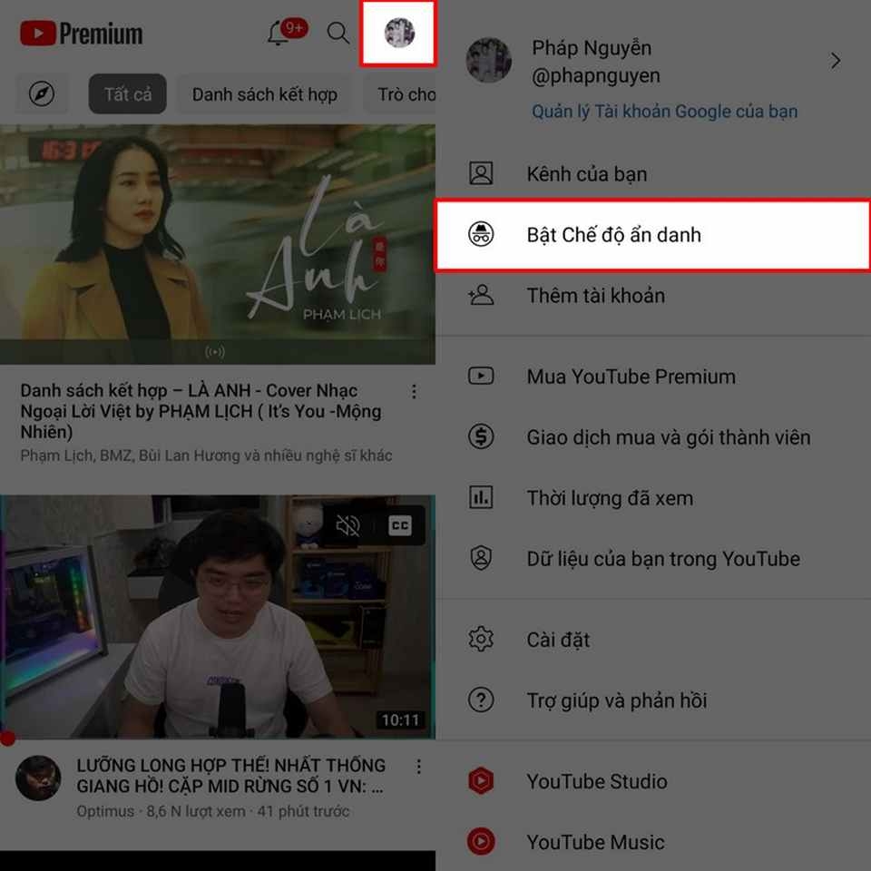 Sử dụng chế độ ẩn danh cho nền tảng