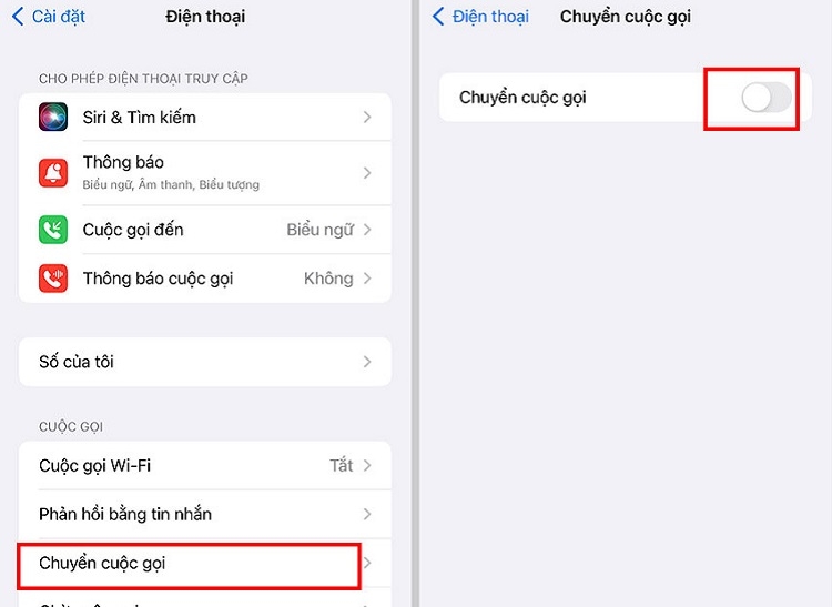 Tắt chuyển hướng cuộc gọi trên iOS