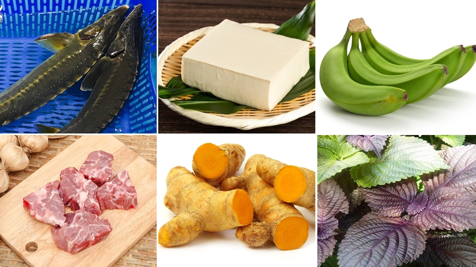 Nguyên liệu làm cá tầm om chuối đậu