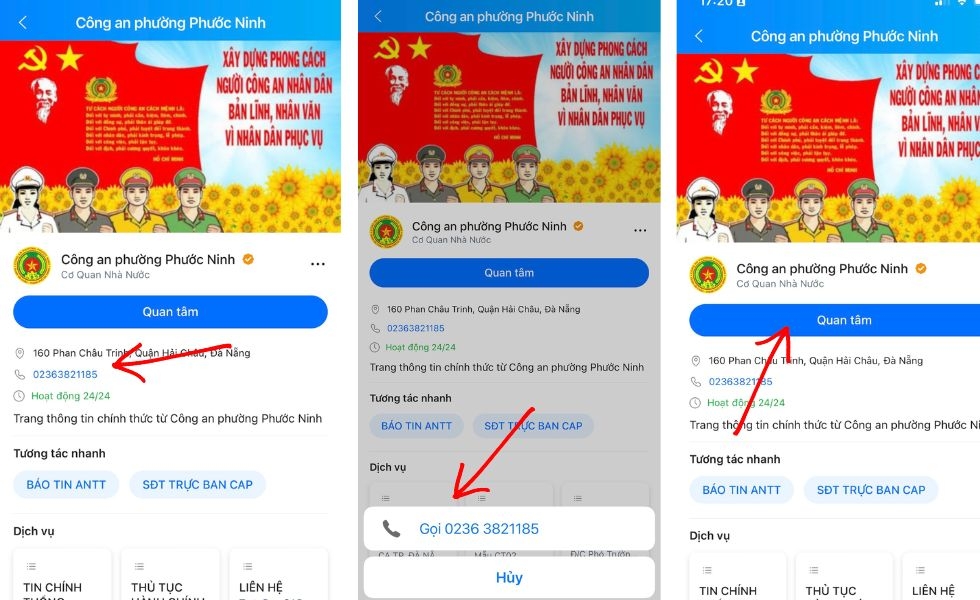 tra cứu số điện thoại công an xã