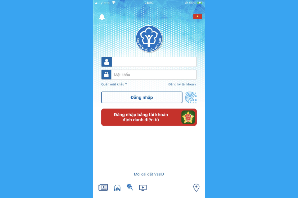 Đăng nhập vào ứng dụng VssID