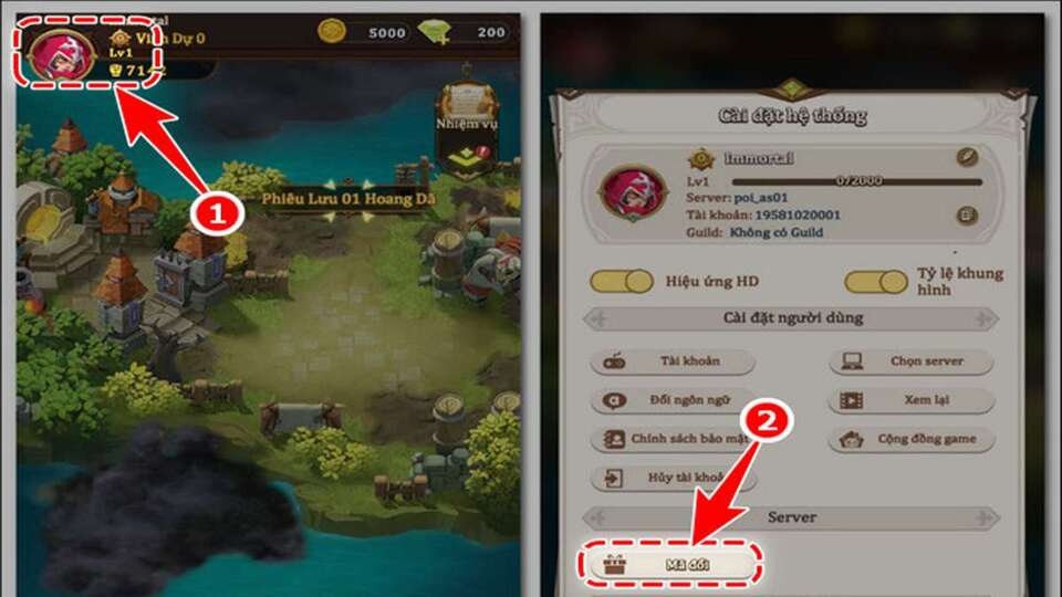 Chọn Avatar và nhấp vào tùy chọn "Mã Đổi"