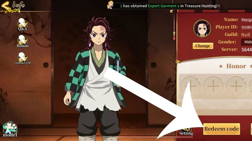 Tìm và chọn mục "Redeem code" hoặc "Nhập mã code"