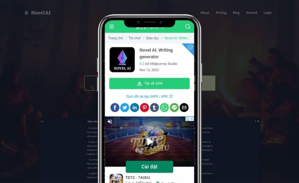 tải file APK của NovelAI