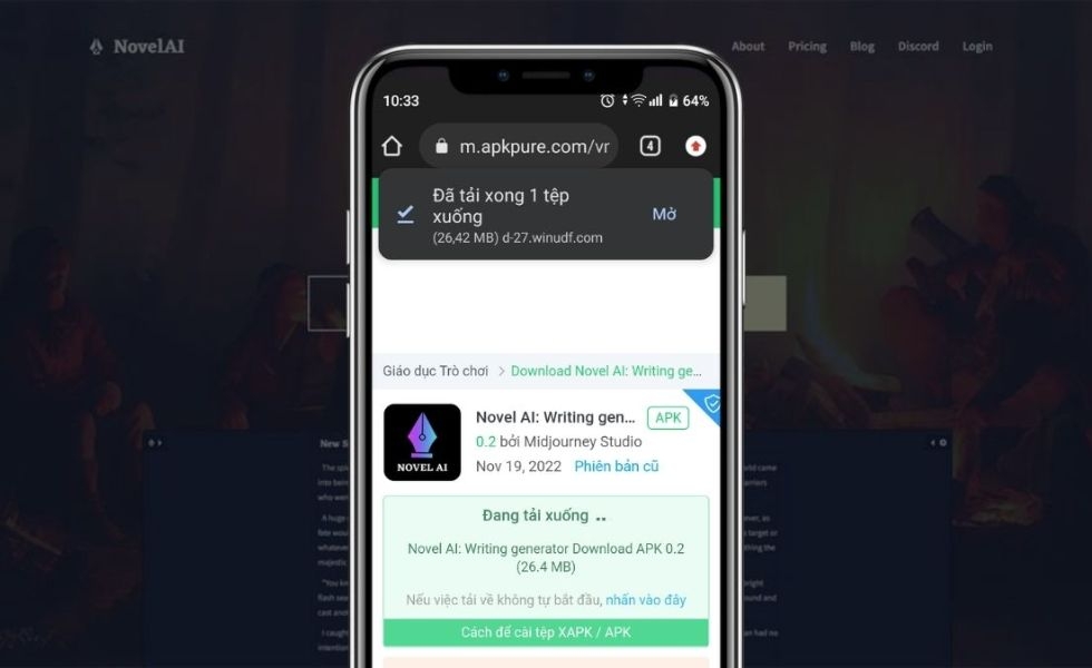 Mở file APK vừa tải