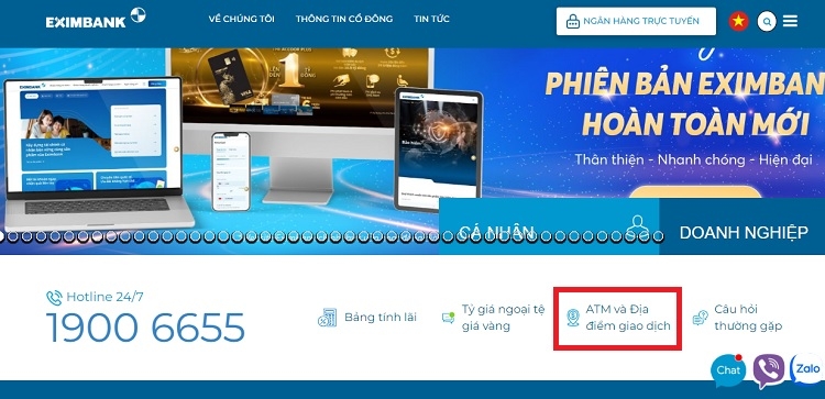 Chọn ATM và Địa điểm giao dịch