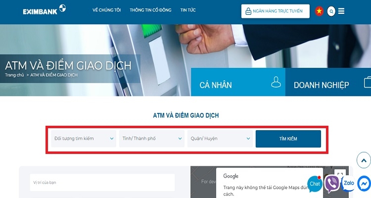 Chọn Điểm giao dịch và địa chỉ