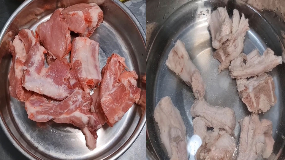 Sơ chế và hầm sườn heo
