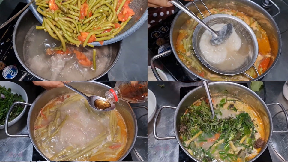 Nấu canh ngó khoai với mẻ