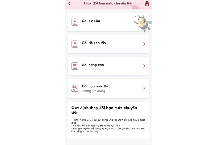 hạn mức chuyển khoản MB (hình 15)