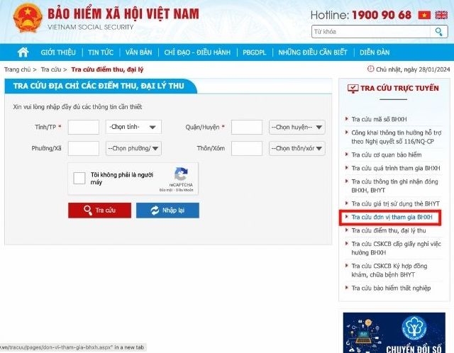 tra cứu mã đơn vị BHXH (hình 5)