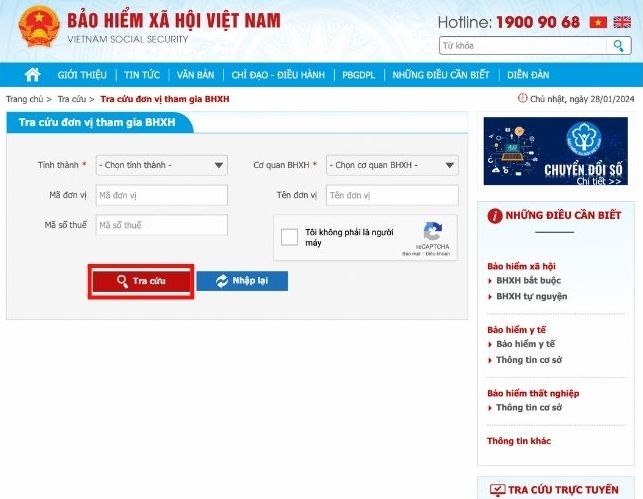 tra cứu mã đơn vị BHXH (hình 6)