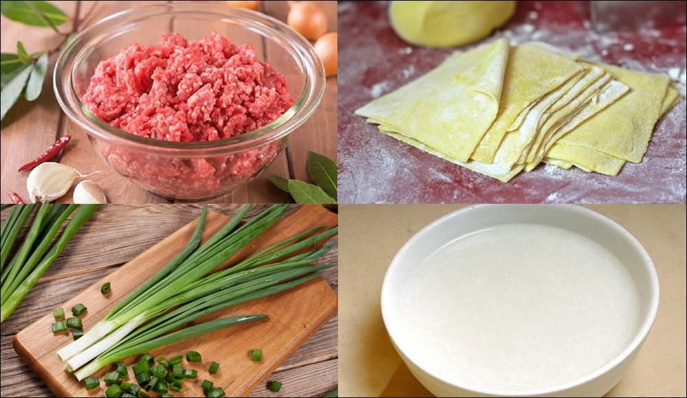 Nguyên liệu để cách gói hoành thánh