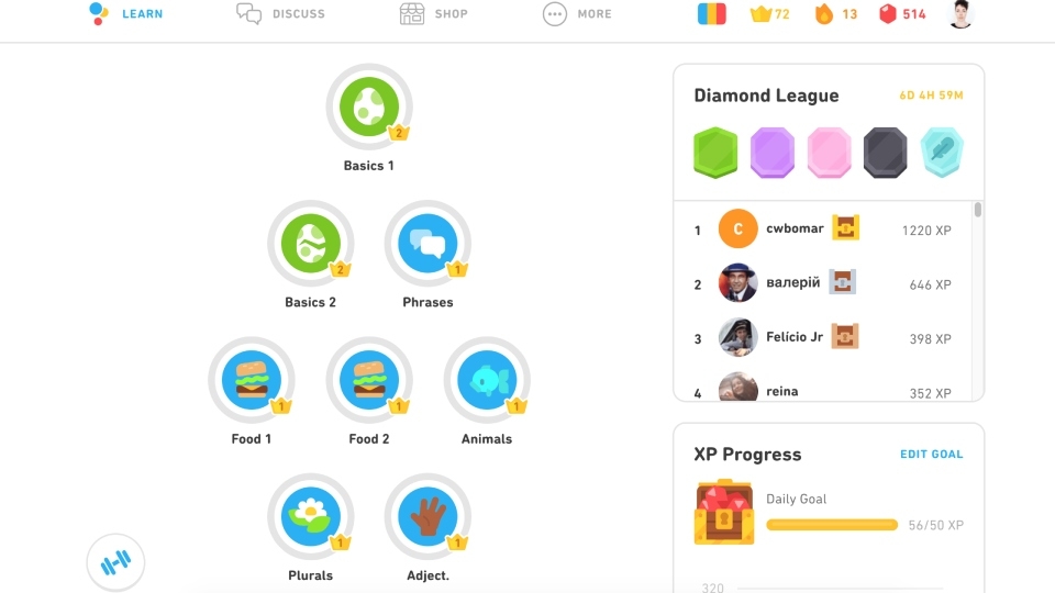 Lộ trình học tập tại Duolingo hợp lý và thú vị