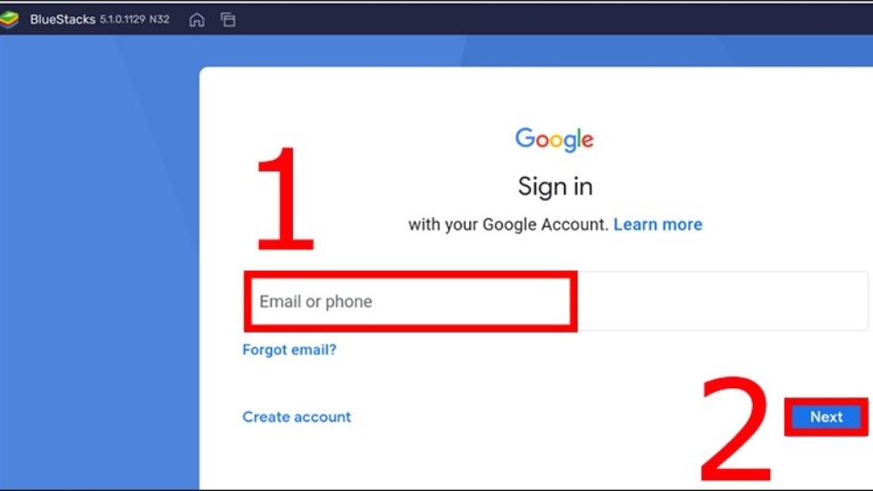Nhấn Next để đăng nhập tài khoản Google Play