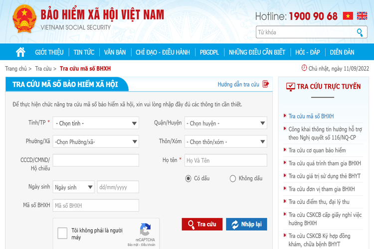 Tra cứu mã số BHXH bằng CMND