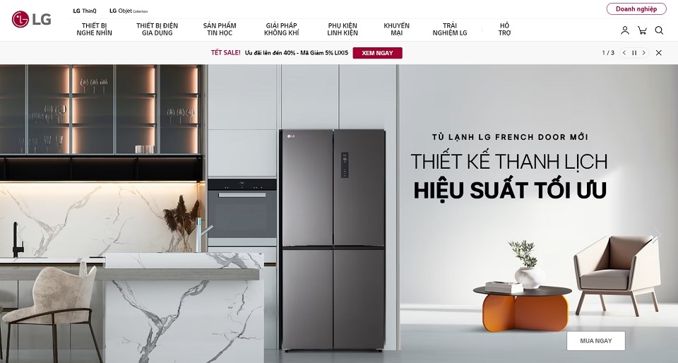 Hỗ trợ khách hàng qua trang chủ của LG Việt Nam