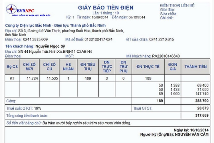tra cứu hóa đơn tiền điện miền Bắc (hình 4)