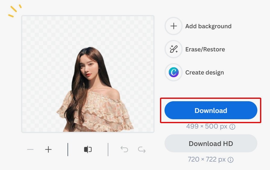 Nhấn chọn “Tải xuống” hoặc “Tải xuống HD” để lưu ảnh về máy