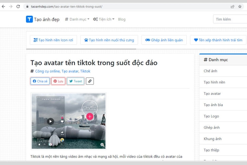 Truy cập vào website taoanhdep.com