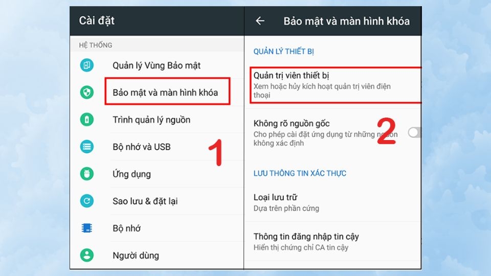 Chọn “Quản trị viên thiết bị”.