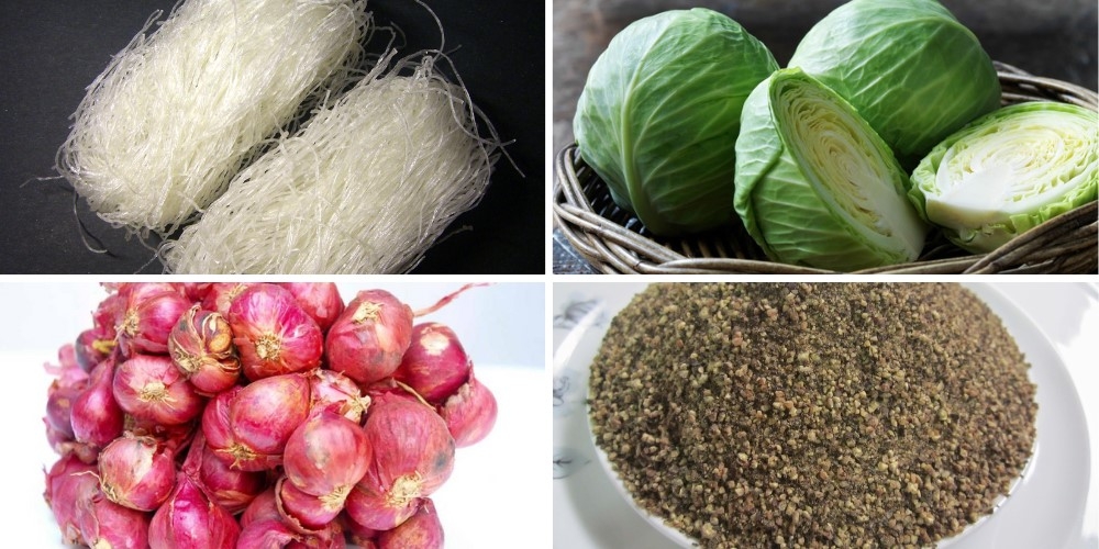 Nguyên liệu làm miến xào bắp cải chay