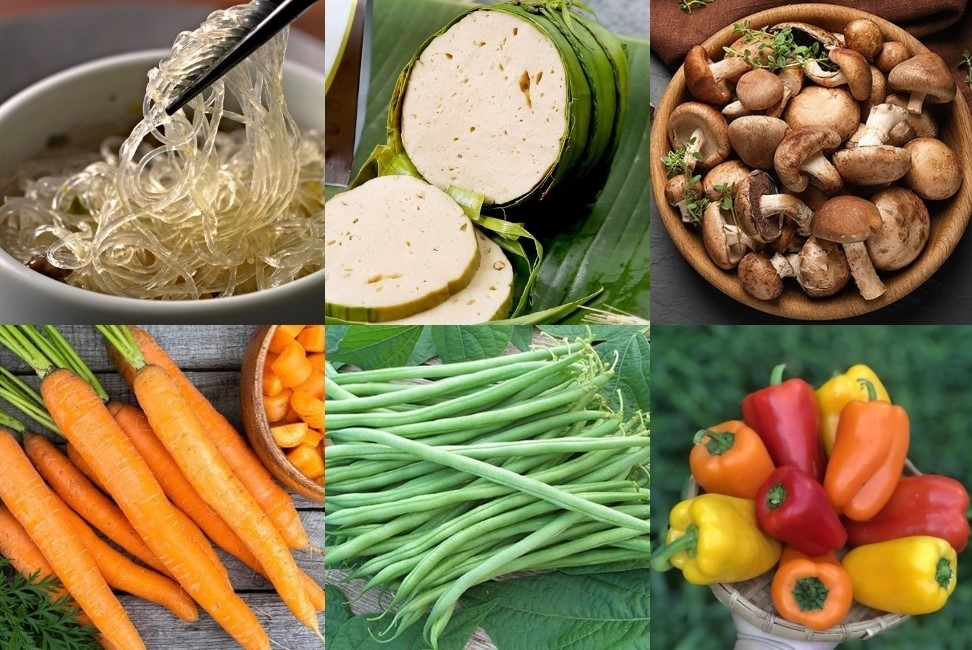 Nguyên liệu làm miến xào chay thập cẩm