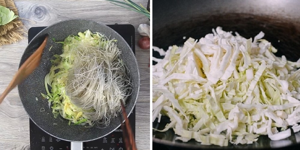 Xào miến với bắp cải