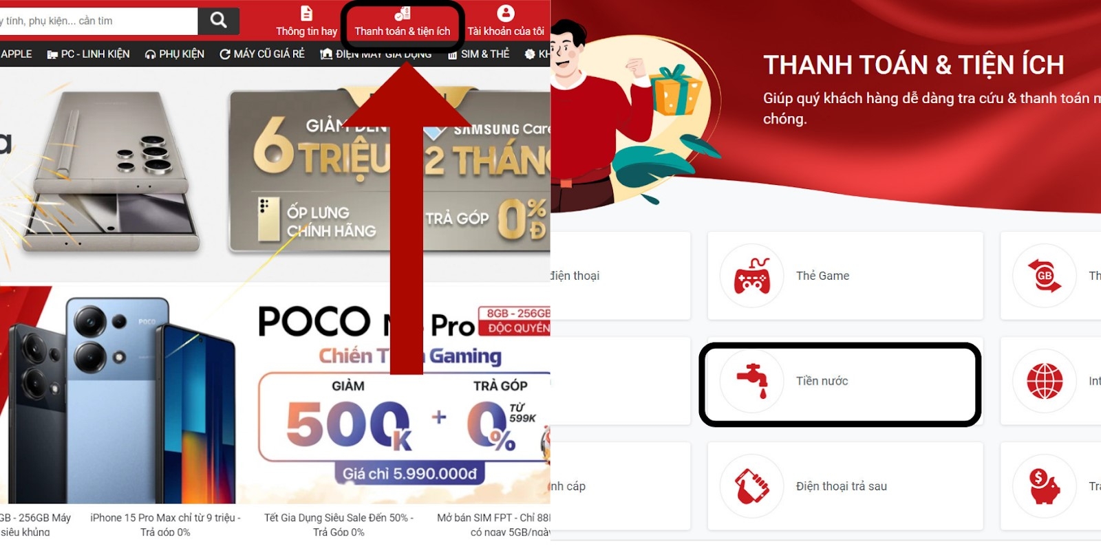 Tra cứu hóa đơn tiền nước tại FPT Shop