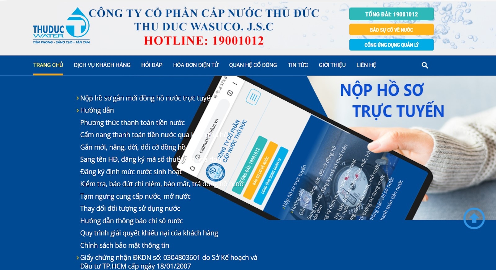 Tra cứu tiền nước bằng website