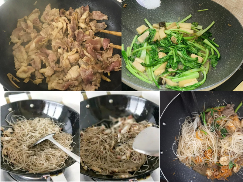 Các bước xào miến ngon