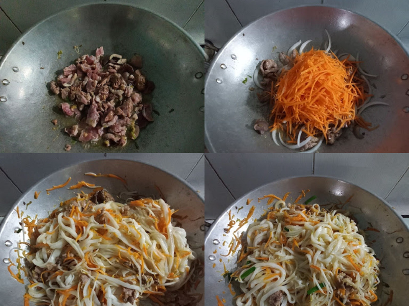 Công đoạn xào mì