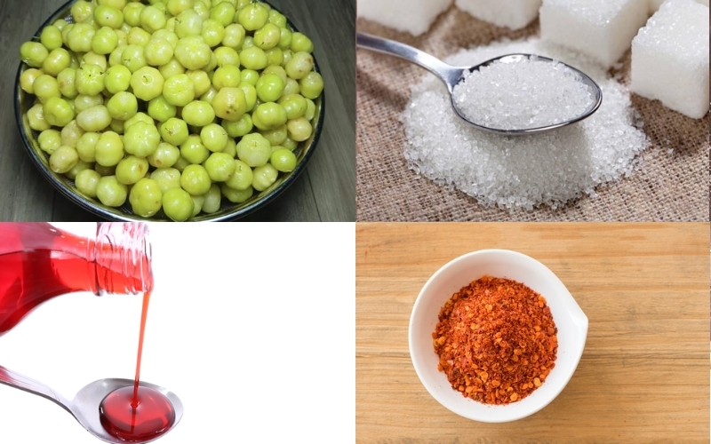 Nguyên liệu làm mứt chùm ruột lắc muối ớt