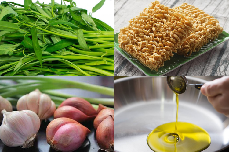 mì xào rau muống 1