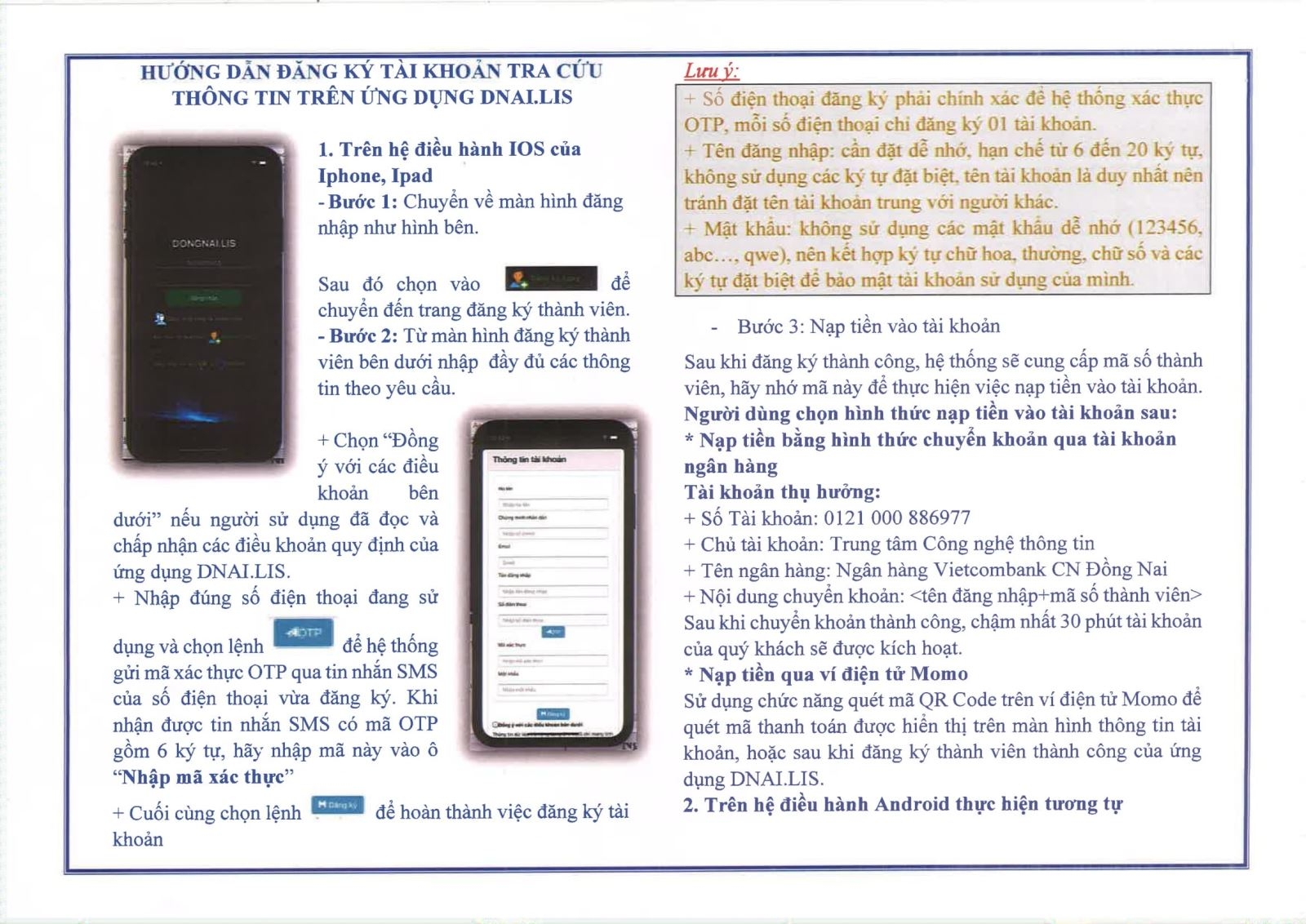 Cách tạo tài khoản và đăng nhập thông tin trên app DNAILIS