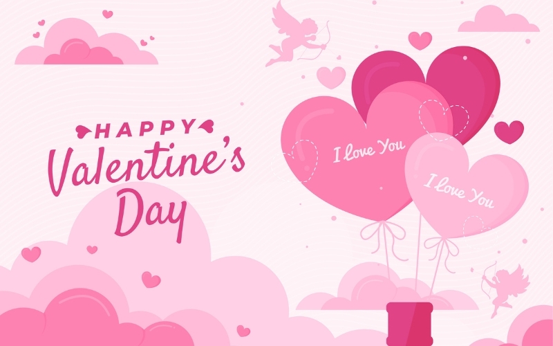 Background Valentine kèm chữ 1