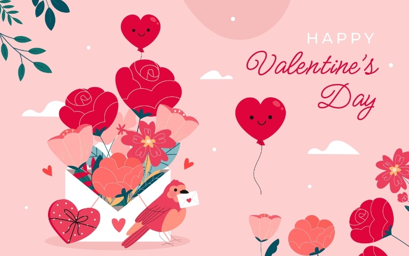 Background Valentine kèm chữ 4